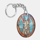 Süße gestanzte Glashornziege Schlüsselanhänger (Vorderseite links)