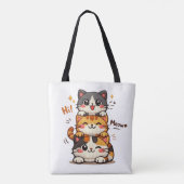 Süße gestapelte Katzen Hi Meow Tasche (Rückseite)