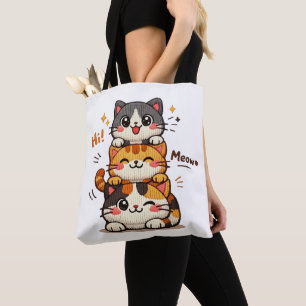 Süße gestapelte Katzen Hi Meow Tasche
