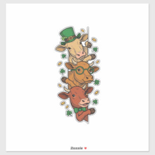 Süße gestapelte Kühe St. Patrick Vintage-Stich Des Aufkleber