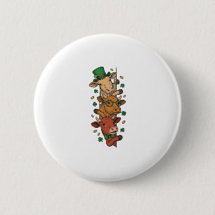Süße gestapelte Kühe St. Patrick Vintage-Stich Des Button