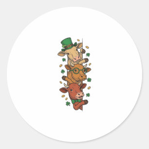 Süße gestapelte Kühe St. Patrick Vintage-Stich Des Runder Aufkleber