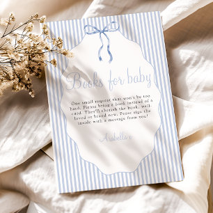 Süße, gestreifte Schleife, blaue Bücher für Baby Begleitkarte