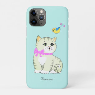 Süße getigerte Kätzchen Katze auf Hellblau Case-Mate iPhone Hülle