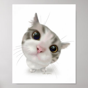 Süße getigerte Kätzchen-Zeichentrickfigur Poster