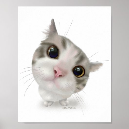 Süße getigerte Kätzchen-Zeichentrickfigur Poster (Vorne)