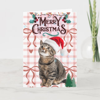 Süße getigerte Katze Frohe Weihnachtskarte Karte