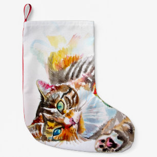 Süße getigerte Katze Fröhliche Katzen Weihnachtsst Kleiner Weihnachtsstrumpf