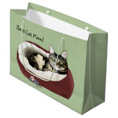 Süße getigerte Katze Grüner Muttertag Große Geschenktüte (Vorderseite Schrägansicht)