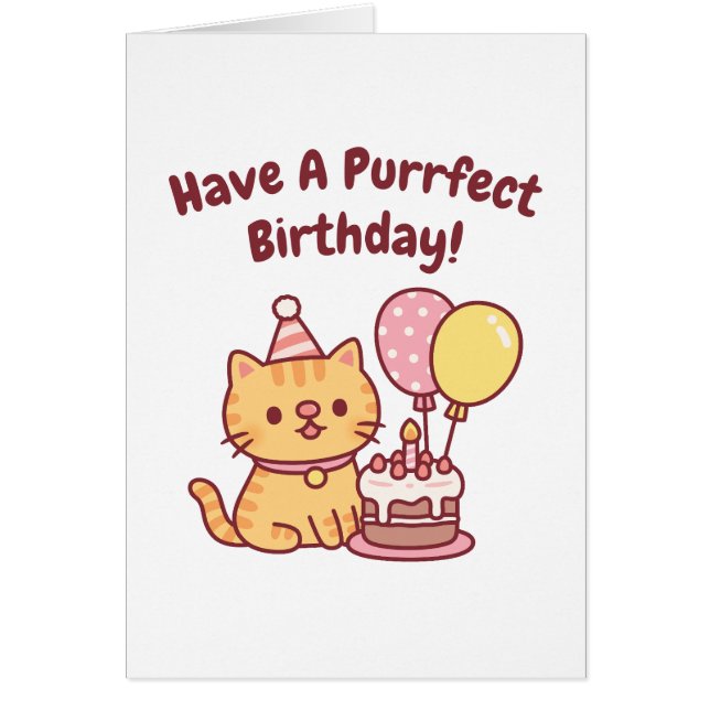 Süße getigerte Katze mit Kuchen Perfekter Geburtst (Vorne)