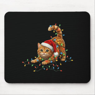 Süße getigerte Katze Weihnachten Lustige Lichter X Mousepad