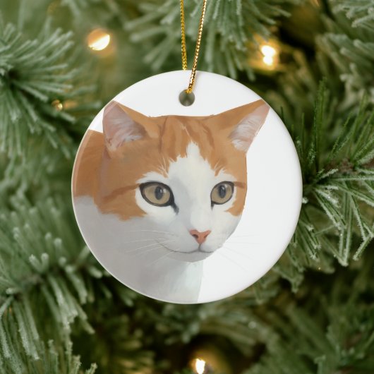 Süße getigerte Katzenkunst Keramik Ornament (Baum)
