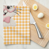 Süße Gingham-Häschen mit rosa Herzbrille Geschirrtuch (Viertel Falte)