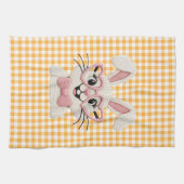 Süße Gingham-Häschen mit rosa Herzbrille Geschirrtuch (Horizontal)