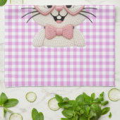 Süße Gingham-Häschen mit rosa Herzbrille  Geschirrtuch (Gefaltet)