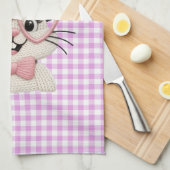 Süße Gingham-Häschen mit rosa Herzbrille  Geschirrtuch (Viertel Falte)