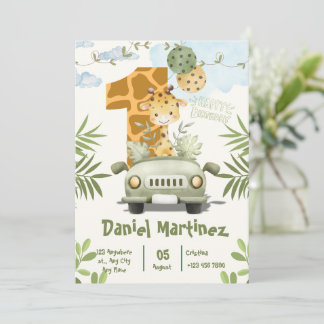 Süße Giraffe 1. Geburtstagsdesign für Vorder- und Einladung