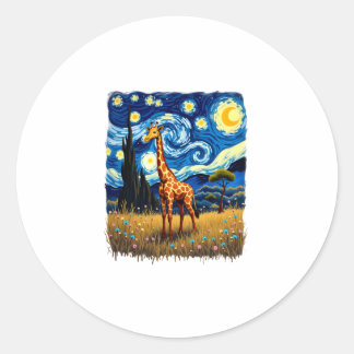Süße Giraffe Afrika - Sternennacht T-Shirt Runder Aufkleber