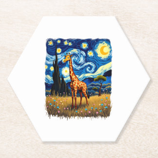 Süße Giraffe Afrika - Sternennacht T-Shirt Untersetzer