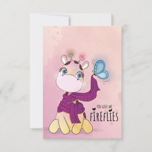 Süße Giraffe Aquarell Einladung (Vorderseite)