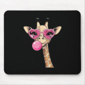 Süße Giraffe bläst rosa Kaugummi Sonnenbrille Mousepad (Vorne)