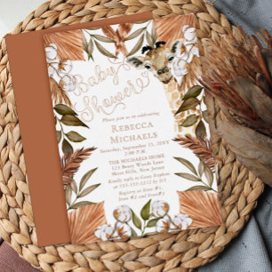 Süße Giraffe Boho Trocken Gräser Baby Shower Folie Folieneinladung