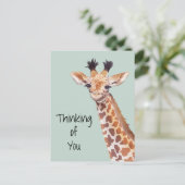 Süße Giraffe denkt an dich Postkarte (Stehend Vorderseite)