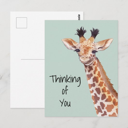 Süße Giraffe denkt an dich Postkarte (Vorne/Hinten)