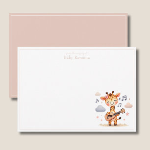Süße Giraffe Gitarre Baby Shower Kinderzimmer Dank Mitteilungskarte