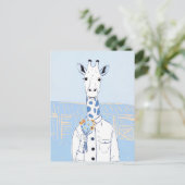 Süße Giraffe hellblau Pop-Art Postkarte (Stehend Vorderseite)