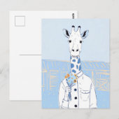 Süße Giraffe hellblau Pop-Art Postkarte (Vorne/Hinten)