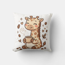 Süße Giraffe-Kaffeewurfkissen