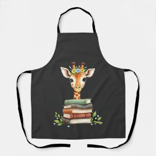Süße Giraffe mit Buch Floral Bookworm Bibliothekar Schürze