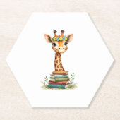 Süße Giraffe Mit Buch Floral Bücherwurm Bibliothek Untersetzer (Vorderseite)