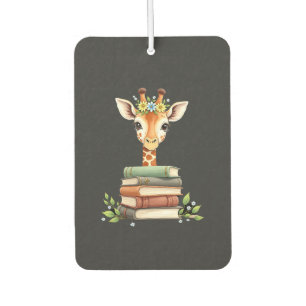 Süße Giraffe mit Buch Florale Bücherwurm Bibliothe Autolufterfrischer