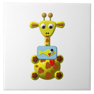 Süße Giraffe mit Goldfisch Fliese