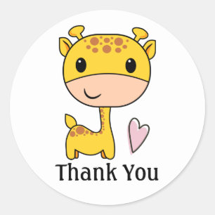 Süße Giraffe mit Herz Danke  Runder Aufkleber