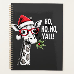 Süße Giraffe mit Weihnachtsmannhut Frohe Weihnacht Planer