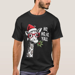 Süße Giraffe mit Weihnachtsmannhut Frohe Weihnacht T-Shirt