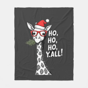 Süße Giraffe mit Weihnachtsmannmütze Frohe Weihnac Fleecedecke