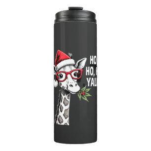Süße Giraffe mit Weihnachtsmannmütze Frohe Weihnac Thermosbecher