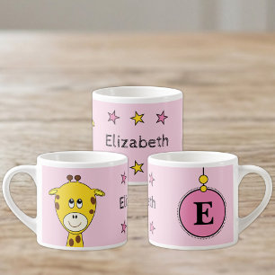 Süße Giraffe Name Initial rosa Espressotasse