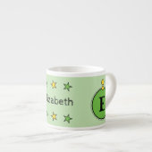Süße Giraffe Name Initiale Grün Espressotasse (Vorderseite Rechts)