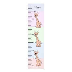 Süße Giraffe Pastell-Wachstumsdiagramm mit dem Nam Fotodruck