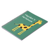 Süße Giraffe personalisiert Grün Notizblock (Linke Seite)