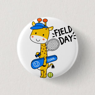 Süße Giraffe Tennis Field Day – Lustige Sportfigur Button