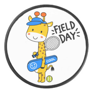Süße Giraffe Tennis Field Day – Lustige Sportfigur Eishockey Puck
