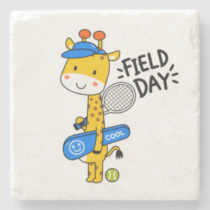 Süße Giraffe Tennis Field Day – Lustige Sportfigur Steinuntersetzer
