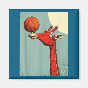 Süße Giraffe Tier Lustige Basketball Kunst Magnet