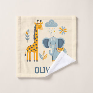Süße Giraffe und Elefant Safari Freunde Waschlappen